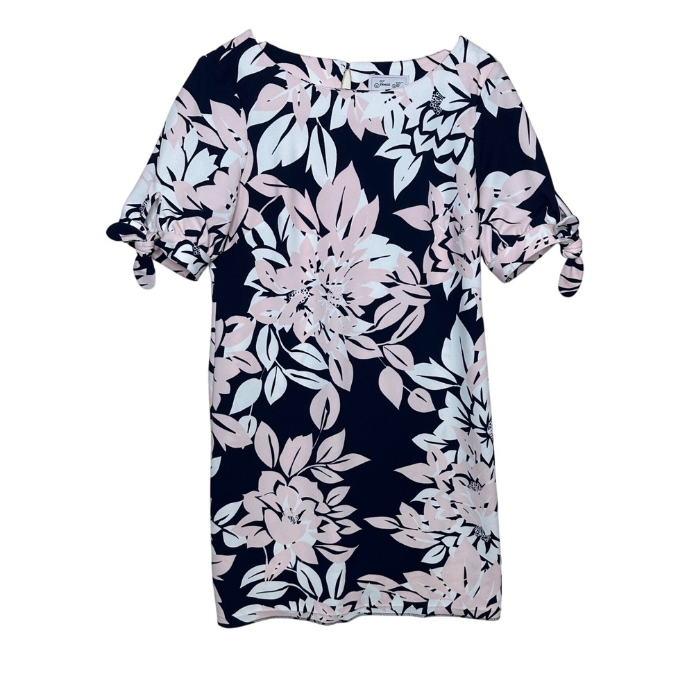Jessica H Floral Shift Short Sleeve Tie Detail Dress size 12 Blue/Pink